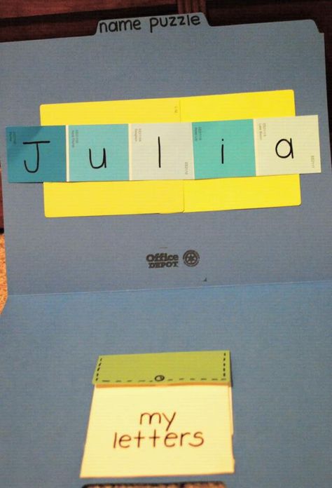 GREAT way for kids to learn to spell their names and learn to manipulate letters - find smaller words in longer words! :) Handmade File, Folder Activities, Preschool Names, Name Practice, Kids Puzzles, Preschool Language, File Folder Activities, Paint Sample, Name Activities