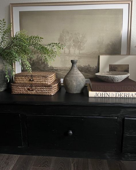 Console table styling featuring my new finds from Olive atelier Follow my shop @katewinfordhome on the @shop.LTK app to shop this post and get my exclusive app-only content! #liketkit #LTKhome #LTKstyletip #LTKSeasonal @shop.ltk https://liketk.it/4OwiM @oliveateliers #oliveateliers #consoletable #homedecor #interiordesign #organicmodern Black Metal Console Table, Black Metal Console, Console Table Decor, Console Table Styling, Console Table Decorating, Living Room Aesthetic, Metal Console Table, Metal Console, Table Styling