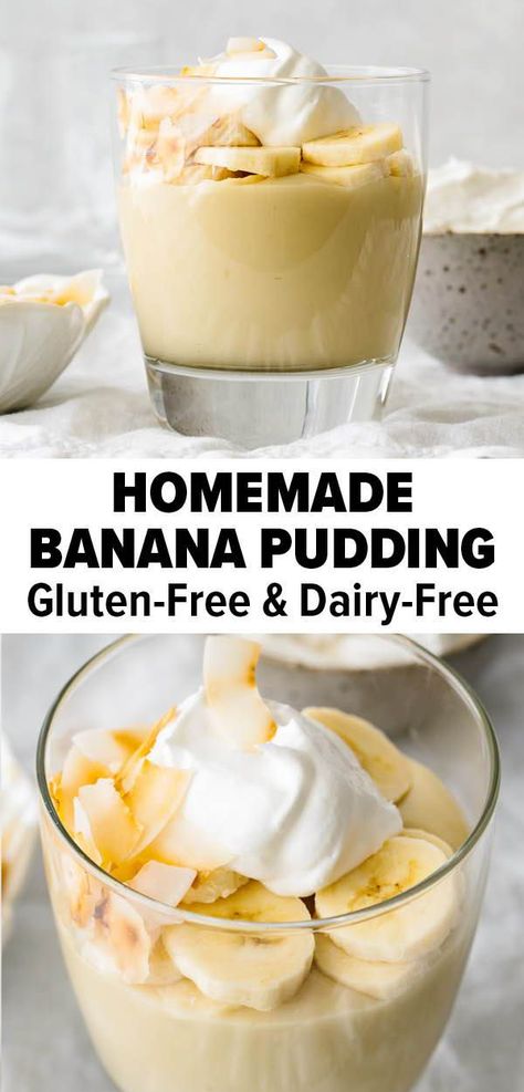 Gluten Free Banana Pudding, Healthy Banana Pudding, Dairy Free Pudding, Gothic Birthday, Gluten Free Dairy Free Dessert, Homemade Banana Pudding, Banana Dessert Recipes, Low Carb Dessert, Gluten Free Banana