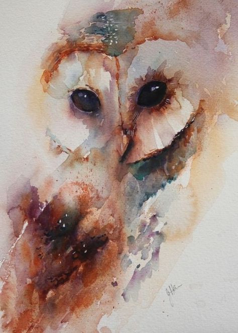 Watercolor Owl Tattoos, Owl Watercolor, Cat Air, Seni Cat Air, Art Et Illustration, Owl Art, Arte Animal, Watercolor Inspiration, Charcoal Drawing