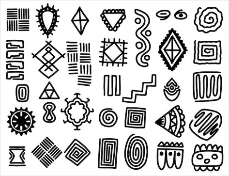 Vecteur Éléments tribaux ethniques dessi... | Premium Vector #Freepik #vector #aztec #symbole-africain #ethnique #tribal Ethnocentrism Illustration, African Icons Design, Mud Cloth Symbols, African Petroglyphs, Human Vector, Ethnic Motifs, Premium Vector, D Art, Doodles