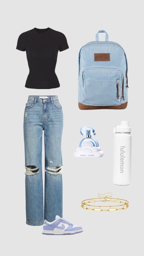 First Day of School Fit #firstdayofschool #firstday #outfit #outfitinspo First Day Of 7th Grade, First Day Of School Fits, Cute Middle School Outfits, First Day Of School Outfits, Middle School Outfits, School Fit, First Day Of School Outfit, 7th Grade, School Fits