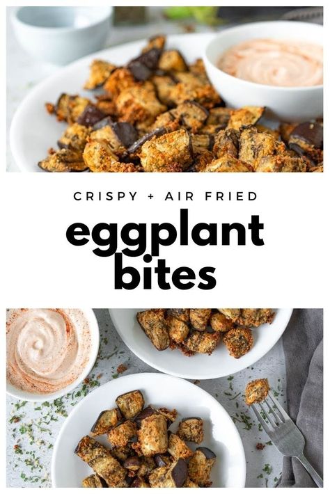 Fried Eggplant Recipes Air Fryer, Crispy Eggplant Air Fryer, Eggplant Chips Air Fryer, Air Fryer Eggplant Recipes, Eggplant Bites, Air Fries, Fried Eggplant Recipes, Air Fryer Eggplant, Eggplant Chips