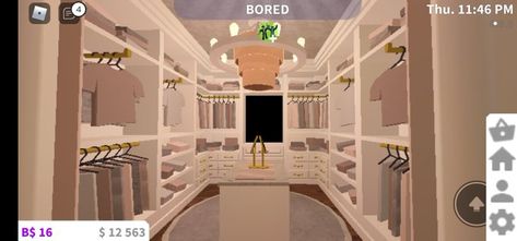 Bloxburg Walk In Closet, Bloxburg Closet Ideas, Bloxburg Closet, Bloxburg Aesthetic, Bloxburg Rooms, Bloxburg Interior, House Ideas Outside, Bloxburg Hacks, Blox Burg