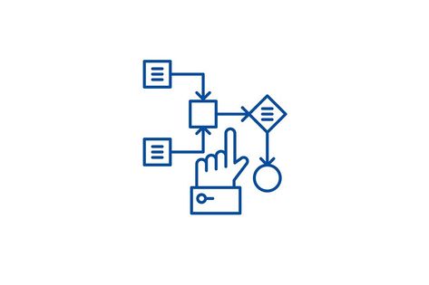 Algorithm line concept icon. Algorithm flat  vector website sign, outline symbol, illustration. Algorithm Illustration, Algorithm Design, Line Concept, Flat Vector, Line Icon, Ibm Logo, Tech Company Logos, Coding, Social Media