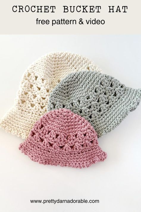 Summer Crochet Hat Pattern, Baby Bucket Hat Crochet Pattern Free, Crochet Baby Bucket Hat Free Pattern, Baby Bucket Hat Crochet, Crochet Baby Bucket Hat, Free Crochet Bucket Hat, Crochet Bucket Hat Pattern, Sun Hat Crochet, Crochet Baby Cap