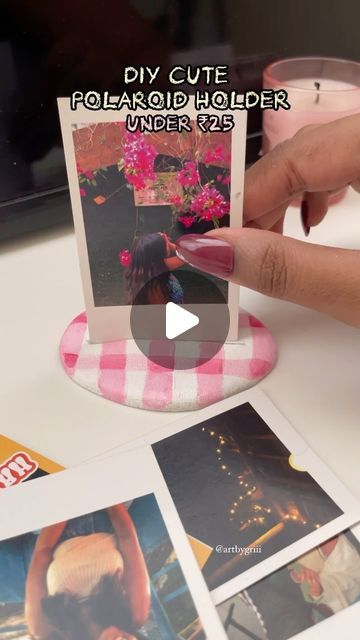 Grishma 🤍 | cute diy projects & gift ideas on Instagram: "Used fevicryl mouldit clay from @artikate.official 

DIY Polaroid holder using air dry clay🎀

#clay #clayart #claylove #polaroid #polaroidphoto #diy #diycrafts #diyprojects #reels #slowmusic #calm #ａｅｓｔｈｅｔｉｃ #aesthetic #vlog" Air Dry Clay Polaroid Holder, Polaroid Gift Ideas, Polaroid Holder, Mouldit Clay, Diy Polaroid, Polaroid Diy, Aesthetic Vlog, Calm Aesthetic, Diy Projects Gifts