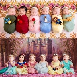 Last year, the newborn photo of these six Disney Princesses went viral for being simply adorable. Now that these little ones are turning one, the photographer behind the magical photo – Karen Marie of Belly Beautiful Portraits – rounded up the little ladies again to see how they have grown. And, I promise, the photos … Disney Kızları, Lindo Disney, Humor Disney, Disney Mignon, Disney Princess Babies, Image Princesse Disney, Drawing Hands, Prințese Disney, Karakter Disney