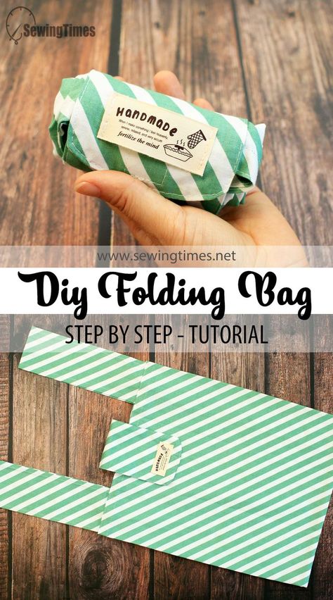 DIY Folding Shopping Bag | How to make a Unlined Grocery Bag [sewingtimes] Sew Bag Easy, Diy Reusable Bags, Reusable Grocery Bags Pattern, Diy Reusable Grocery Bags, Shopping Bags Diy, Grocery Bag Pattern, Reuseable Bag, Shopping Bag Pattern, Diy Pouch