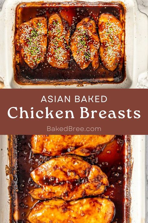 This Asian Baked Chicken Breast is a one-pan recipe that’s easy, delicious, and so easy to make. Asian Chicken Recipes Baked, Baked Chinese Chicken Recipes, Asian Style Chicken Breast, Oven Baked Chinese Chicken, Chicken Breast Asian Recipes, Asian Baked Chicken, Chicken Breast Recipes Oven, Oven Chicken Breast, Asian Chicken Breast Recipes