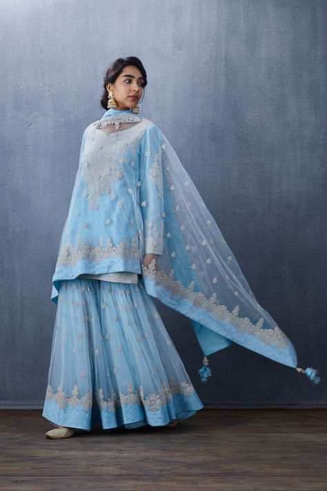 Sky Blue Sharara, Blue Sharara, Designer Anarkali Suits, Designer Anarkali, Anarkali Suits, Indian Designer, Indian Design, Anarkali, Women Collection