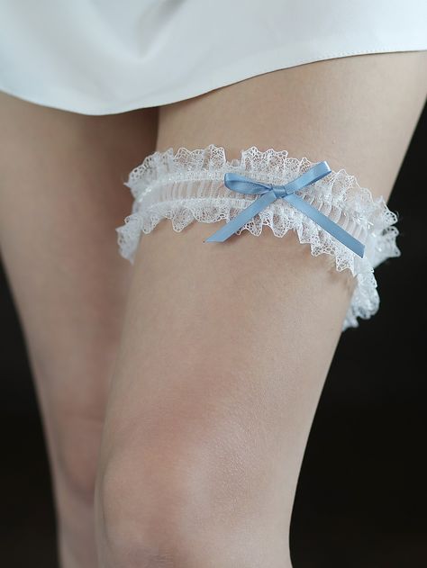 White Casual Collar  Polyester  Garters Embellished   Wedding & Event Garter Belts Bridal, Blue Bridal Garter, Garters Wedding, Thigh Garter, Bridal Belts, Bridal Garter Lace, Butterfly Applique, For Wedding Dresses, Harley Quinn Costume