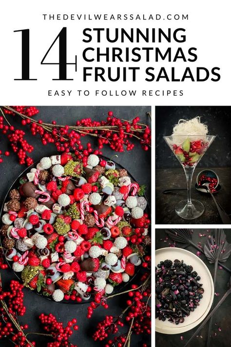 From stunning fruit trays to our super popular Christmas chocolate salad, these fruit salad recipes are perfect for your Christmas menu. Let the holiday season begin! Chocolate Salad, Festive Fruit Salad, Festive Salad, Salads With Fruit, Christmas Fruit Salad, Stone Fruit Salad, Party Recipe Ideas, Easy Salad Dressing Recipes, Winter Fruit Salad