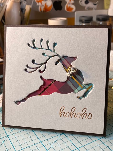 Christmas Cards 2023 Handmade, 2023 Christmas Cards Ideas, Christmas Cards For Men Handmade, Christmas Cards Cricut Templates Free, One Layer Christmas Cards, Christmas Cards With Patterned Paper, Reindeer Christmas Cards Handmade, Masculine Christmas Cards Handmade, Christmas Cards Hand Made