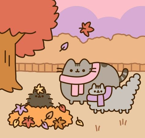 Pusheen Love, Pile Of Leaves, 3d Wallpaper Cute, Pusheen Cute, Pusheen Cat, Little Doodles, Halloween Drawings, Kawaii Plushies, Cat Crafts