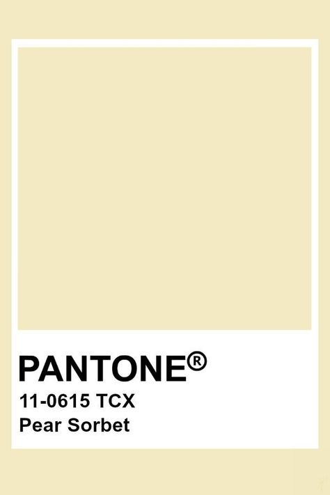 Pale Yellow Pantone, Pear Color Palette, Yellow Pantone Colour Palettes, Pear Sorbet, Pantone Tcx, Yellow Pantone, Pantone Color Chart, Pantone Swatches, Pantone Palette