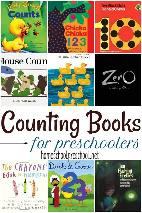 No early learning environment is complete without a wide variety of counting books for preschoolers. Here's a great list to get your collection started.  via @homeschlprek Books For Preschool, Early Learning Environments, Books For Preschoolers, Counting Books, Teaching Numbers, Counting Activities, Math Methods, Preschool Books, Math Books