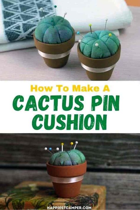 Home Made Pin Cushions, Cactus Pin Cushion Pattern, Jar Pin Cushion Diy, Easy Pin Cushion, Diy Pin Cushions Easy Ideas, Cute Pin Cushion Ideas, Easy Pin Cushions To Make, How To Make A Pin Cushion, Pin Cushions To Make