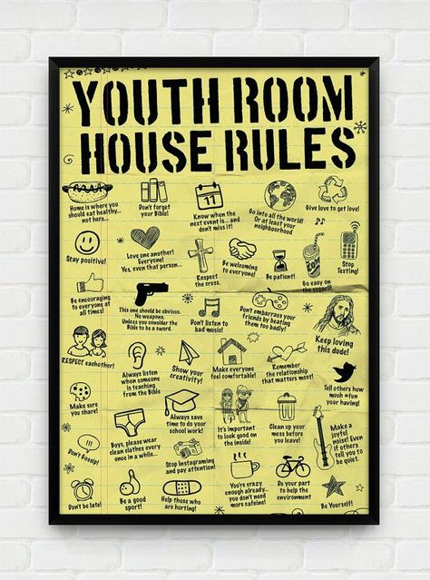 1000+ ideas about Youth Ministry Room on Pinterest | Youth rooms ... Youth Room Church, Youth Ministry Room, Youth Group Rooms, Room Rules, Teen Ministry, Youth Lessons, Youth Rooms, Youth Group Activities, Church Youth Group