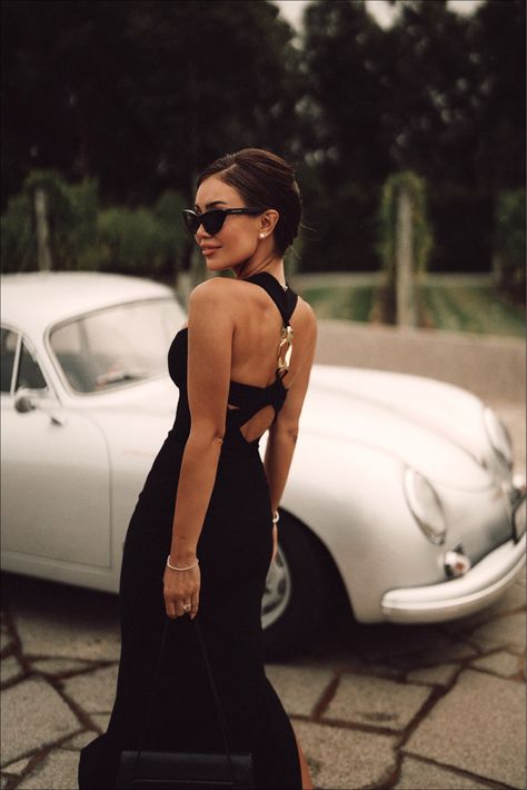 Pia Muehlenbeck, Rachel Gilbert, Porsche Classic, Classic Porsche, Back Details, Halter Neckline, Event Dresses, Sew-in Labels, Wearing Black