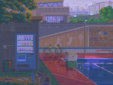 Lo Fi Gif, Animation Creator, Pixel Art Landscape, Futurism Art, Lo-fi Aesthetic, Pixel Art Background, Pixel Animation, 8bit Art, Cool Pixel Art