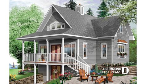 Beach Style House Plans, Lake Front House Plans, Plan Chalet, Bungalow Cottage, Drummond House Plans, Lake House Plans, Cottage Plan, Lake Cottage, Building Material