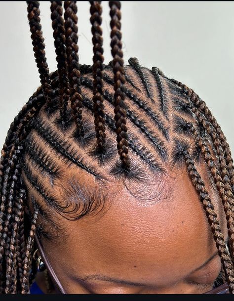 Brown Cornrows Braids, Brown And Black Braids, Brown Cornrows, Big Cornrows, Latest Hair Braids, Braids Short, Short Box Braids Hairstyles, Braided Hairstyles For Black Women Cornrows, Summer Braids