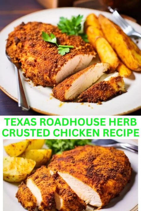 Indulge in the flavors of our Texas Roadhouse Herb Crusted Chicken recipe – a blend of herbs and succulent chicken, perfected for your table. Texas Roadhouse Herb Crusted Chicken, Herb Crusted Chicken, Crusted Chicken Recipes, Texas Roadhouse, Herb Seasoning, Crusted Chicken, Easy Dishes, Boneless Skinless Chicken Breast, Chicken Seasoning