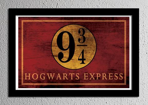 Harry Potter Hogwarts Express Platform 9 3/4 Sign Typography Minimalist Poster 13x19 Platform 9 3/4 Sign, Harry Potter Hogwarts Express, Sign Typography, Typography Minimalist, Harry Potter Nursery, Kings Cross Station, Fantastic Beast, Anniversaire Harry Potter, Harry Potter Decor