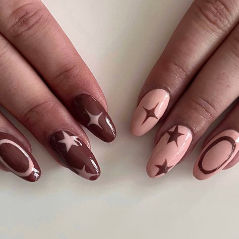 Brown Star Nails, Nail With Stars, Brown Nail, Star Nails, Brown Nails, Nail Designs, Nails, Stars