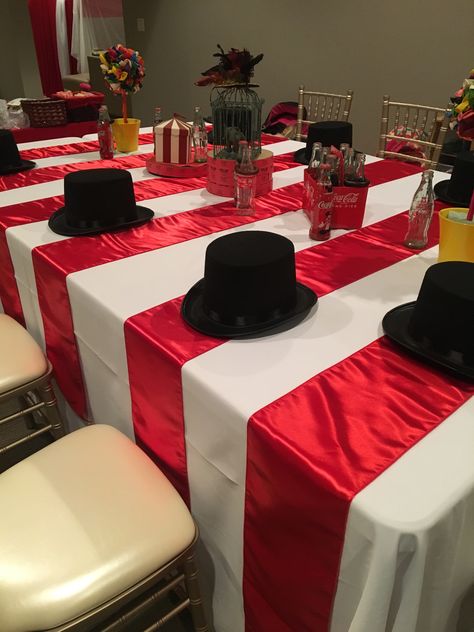 The Greatest Show Theme Party, Upscale Carnival Party, Circus Gala Theme, The Greatest Showman Party Ideas, Classy Circus Theme Party, The Greatest Showman Party Decorations, The Greatest Showman Theme, Greatest Showman Decorations, The Greatest Showman Birthday Party