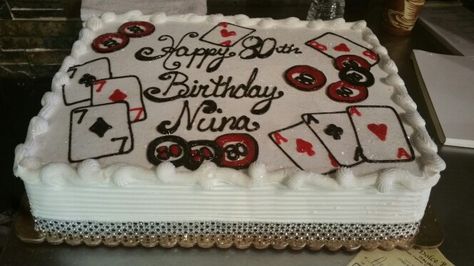 Casino Sheet Cake, Playing Cards Cake Design, Bridge Cake, Casino Cake, Vegas Cake, 25th Bday, Casino Royale Theme, 75th Birthday Parties, Casino Theme Party Decorations