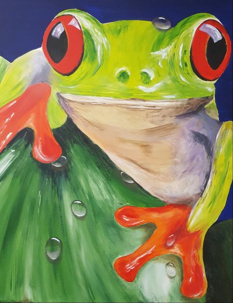 Frog Oil Pastel, Frog Acrylic Painting, Frog Painting, Diy Rock Art, 6th Grade Art, Latin American Art, Poster Psd, Frog Art, Kids Artwork