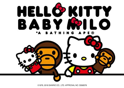 NOWHERE / A BATHING APE® × HELLO KITTY Baby Milo And Hello Kitty, Hello Kitty Bape, Milo Bape, Bape Art, Bape Wallpaper, Not Wallpaper, Graphic Design Portfolio Inspiration, Hello Kitty Videos, Y2k Background