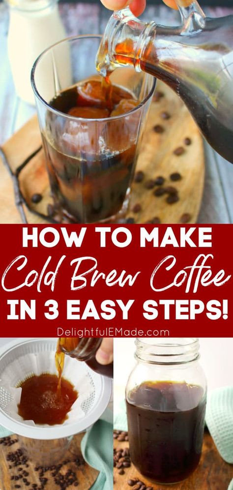 Homemade Cold Brew Coffee, Brew Coffee Recipe, Cold Brew Coffee At Home, Coldbrew Coffee, Starbucks Peppermint Mocha, Make Cold Brew, Homemade Iced Coffee, Iced Coffee Recipes, Cold Brew Coffee Recipe