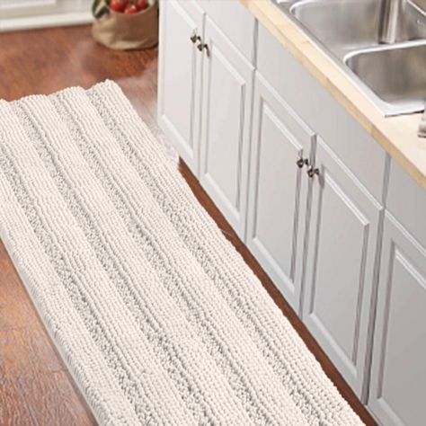 Long Bathroom Rugs, Chenille Bath Mat, Bath Runner Rugs, Rugs Washable, White Bath Mat, Kitchen Rugs And Mats, Shaggy Rugs, Rug Runner Kitchen, White Bath