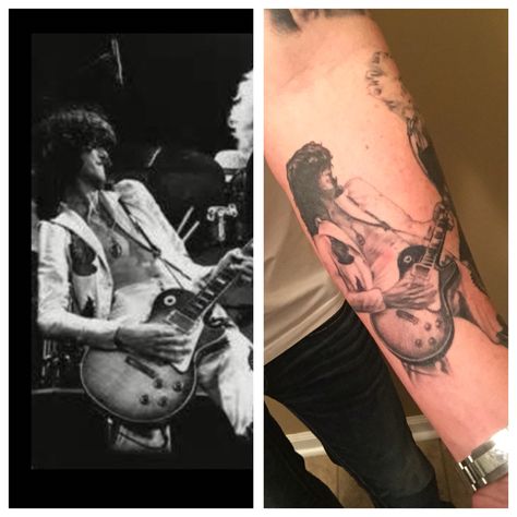 Jimmy Page tattoo Jimmy Page Tattoo, Led Zep, Jimmy Page, Portrait Tattoo, Tattoos, My Style