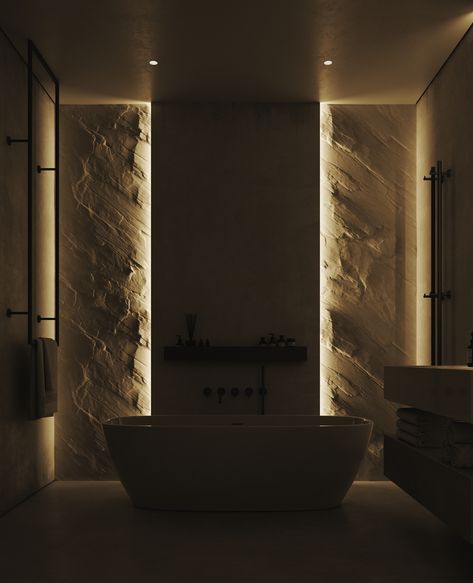 Luxurious Bathrooms Dark, Spa Bsthroom, Dark Spa Bathroom Ideas, Light Over Bathtub, Bathroom Design Gray, Light Bathroom Design, Bathroom Ideas Bright, Hamam Bathroom, Small Baths