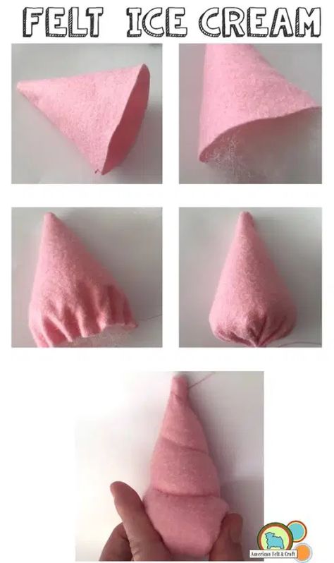 Felt Ice Cream, Felt Tutorial, Felt Food Diy, Felt Food Patterns, Felt Cake, Felt Play Food, Diy Ice Cream, Felt Craft, Ice Cream Cones