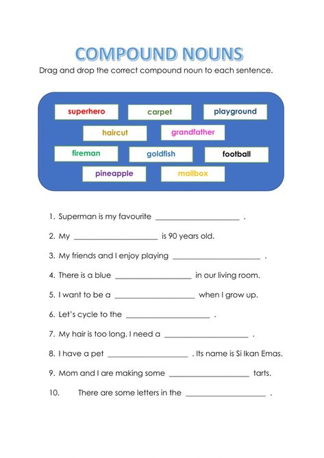 Compound nouns online exercise for Intermediate. You can do the exercises online or download the worksheet as pdf. Instruction Text Worksheet, Compound Nouns Worksheets, English Topics For Speaking, Collective Nouns Worksheet, Writing Revolution, Compound Nouns, Nouns Exercises, Concrete And Abstract Nouns, Tutoring Resources