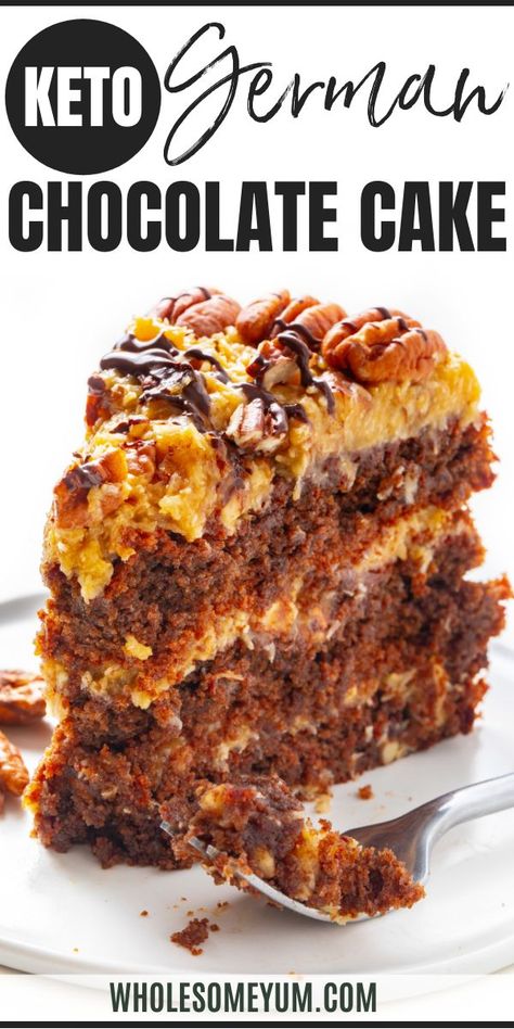 Best Keto Desserts Low Carb, Sugar Free German Chocolate Frosting, Almond Flour German Chocolate Cake, Low Carb German Chocolate Cake, Keto German Chocolate Frosting, Healthy German Chocolate Cake, Keto German Recipes, Keto Cake Mix Recipe, Sugar Free German Chocolate Cake