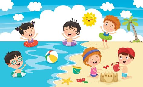 Concept Drawing For Summer Season Summer Season Drawing, Grasshopper Pictures, Concept Drawing, Concept Draw, Bow Template, Kids Clipart, Holiday Pictures, Happy Kids, Beach Fun