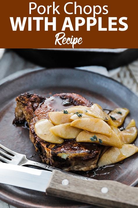 Pork Chops with apples is an incredibly combination of delicious savory and sweet flavors that make for the easiest and best weeknight meal. #porkchops #apples Pork Chops With Apples, Bone In Pork Chops, Chef Billy Parisi, Comfort Meals, Billy Parisi, Pork Entrees, Apple Pork, Apple Pork Chops, Pork Ham