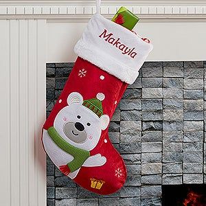 Mall Santa, Family Christmas Stockings, Personalized Stocking, Personalized Christmas Stocking, Personalization Mall, Polar Bear Christmas, Christmas Stockings Diy, Green Thread, Bear Christmas