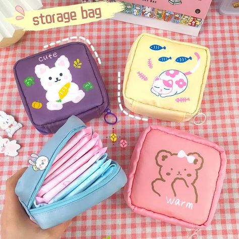 Sanitary Napkin Storage Bag, Cute Pattern Organizer Bag, Cosmetic Bag | Shop Now For Limited-time Deals | Temu Sanitary Napkin Bag, Padded Pouch, Cosmetic Bag Organization, Pad Bag, Sanitary Napkin, Sanitary Pads, Pouch Organizer, Makeup Pouch, Makeup Storage