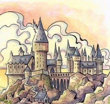 Hogwarts Pencil Drawing, Hogwarts Castle Drawing Easy, Harry Potter Castle Drawing, Hogwarts Drawing Easy, Harry Potter Silhouette Art, Harry Potter Drawing Ideas Sketches, Hogwarts Drawings, Harry Potter Painting Ideas Easy, Harry Potter Sketchbook