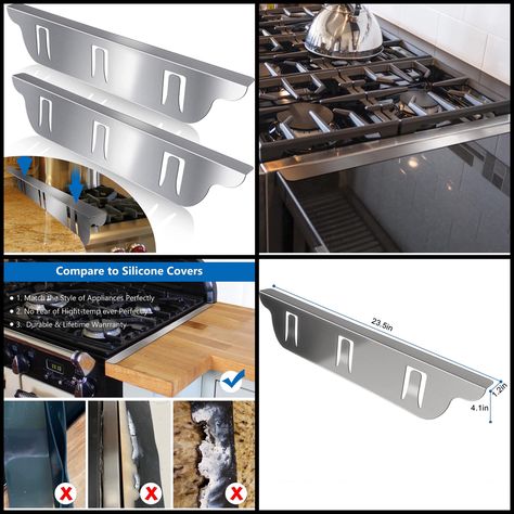 Stove Gap Covers - Stainless Steel, Kitchen Stove Counter Gap Cover Range Filler, Heat Resistant & Easy to Clean Gap Filler, Gaps Between Oven Kitchen and Counter Trim Kit for Stove Countertop (2 pcs) Stove Gap Cover, Stove And Counter Gap Cover, Gap Between Stove And Counter, Slide In Gas Range, Countertop Stove Glass, 36” Cooktop Cover, Stove Guard, Cook Top Stove, Stainless Steel Stove