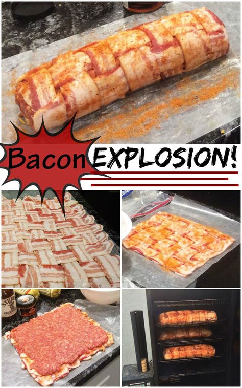 BBQ Bacon Explosion Recipe - With Our Best - Denver Lifestyle Blog Bacon Explosion Recipe, Low Carb Gourmet, Recteq Recipes, Unique Bacon Recipes, Smoked Meatballs, Bacon Explosion, Bacon Roses, Perfect Bacon, Bacon Dishes