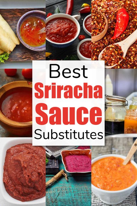 The 10 Best Sriracha Sauce Substitutes to use when you are out or if you want to experiment with similar flavors. Homemade recipe included. via @savorandsavvy How To Make Sriracha Sauce, Sriracha Recipes Homemade, Sriracha Substitute, Sriracha Ketchup Recipe, Sriracha Sauce Recipe, Mexican Sauces, Homemade Sriracha, Siracha Sauce, Sriracha Recipes