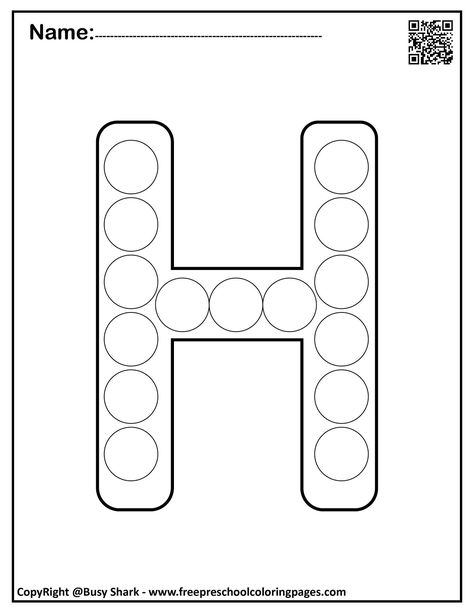 Set of Letter H "10 free Dot Markers coloring pages" Kids Alphabet, Preschool Coloring Pages, Shark Art, Do A Dot, Coloring Pages Free Printable, Letter Of The Week, Dot Markers, Letter H, Art Website